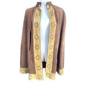 RARE Vintage 60s 70s Suede Leather Cape Jacket OOAK One Size
